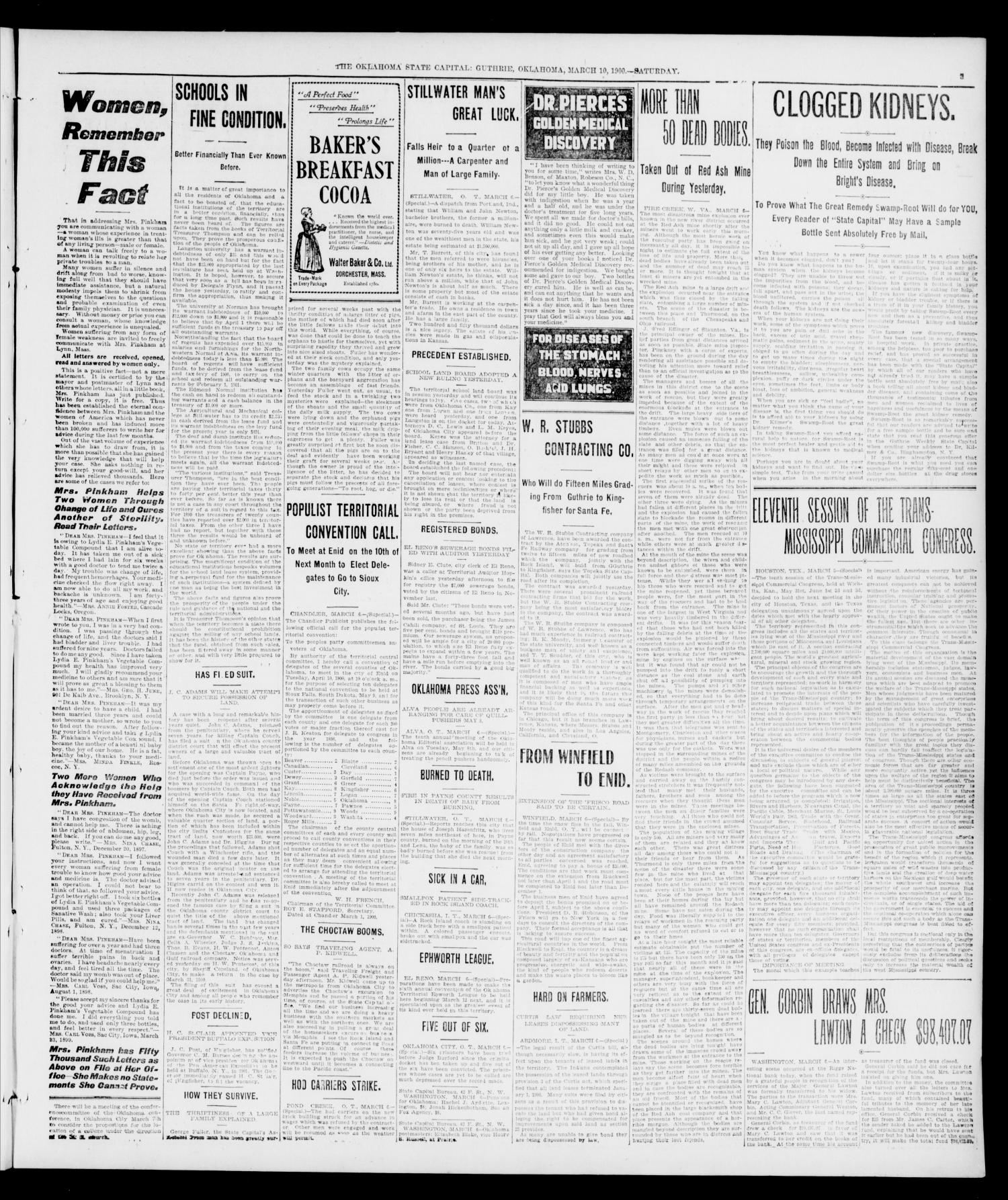 The Weekly Oklahoma State Capital. (Guthrie, Okla.), Vol. 11, No. 47, Ed. 1 Saturday, March 10, 1900
                                                
                                                    [Sequence #]: 3 of 8
                                                
